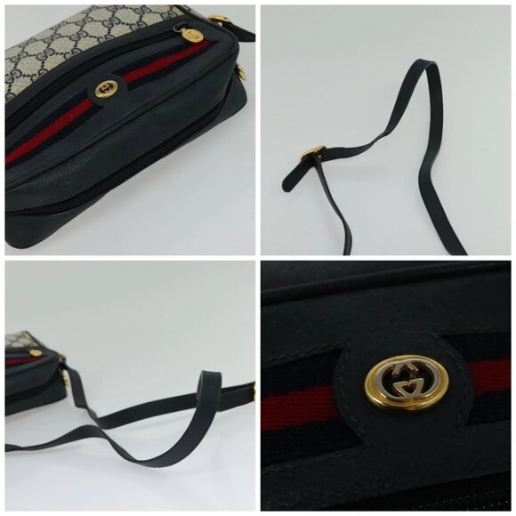 GUCCI GG Supreme Sherry Line Shoulder Bag PVC Navy Gold 119 02 087 Auth 137826 - Picture 16 of 16